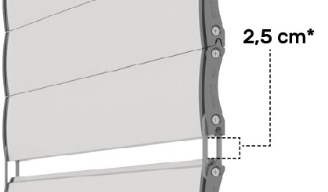 spazio apertura tra le doghe 2,5 cm